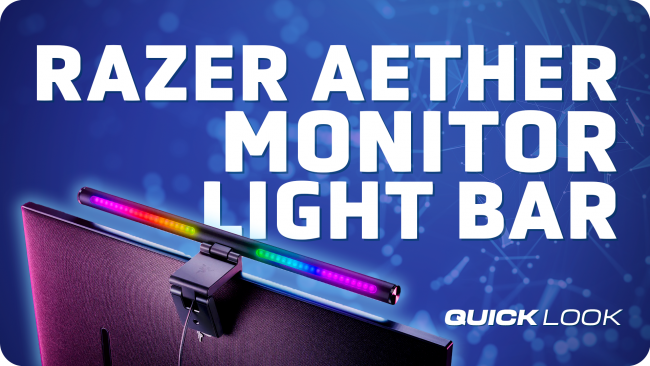 La barre lumineuse pour moniteur Razer Aether apporte encore plus de RVB à ton installation.